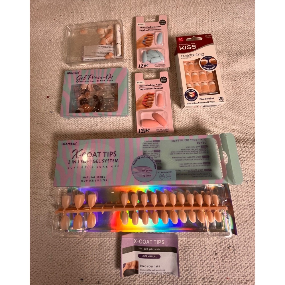 Press On Nail Lot KISS Everlasting French b.color Matte BTArtbox Soft Gel Tips
